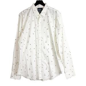 Bonobos Mens Standard Fit Button Down Shirt Ivory Skiiers Ski Print - L Long